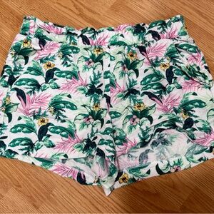 LOFT High Waist Green and Pink Shorts